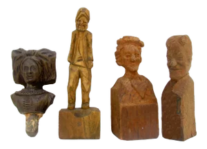 Folk Art Carved Wood Sculpture Collection, Set of 4
