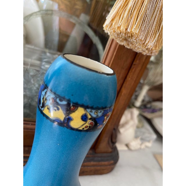1920s 1920s Lovely Saturated European Painted Floral Band Vase For Sale - Image 5 of 12