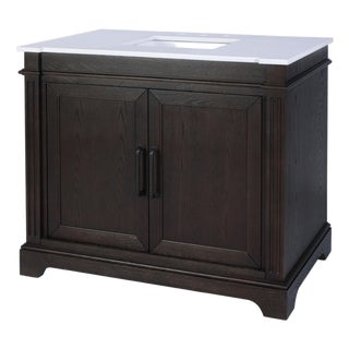 Maurice 42 in. W Wood & Quartz Single Bathroom Vanity, Chocolate For Sale