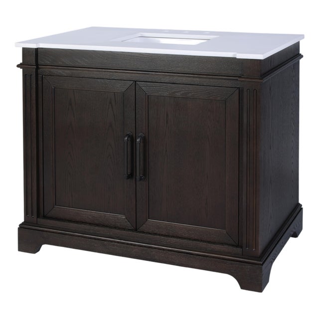 Maurice 42 in. W Wood & Quartz Single Bathroom Vanity, Chocolate For Sale