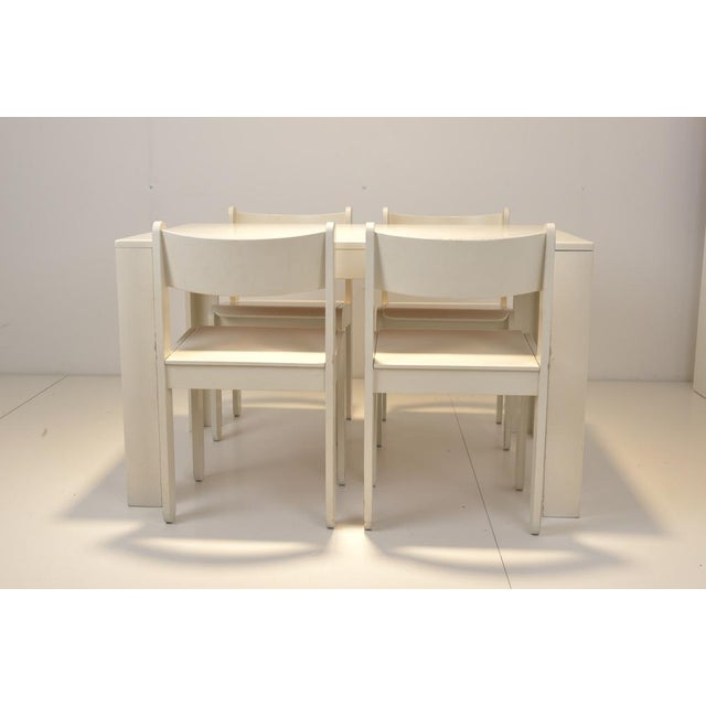 White Dining Table and Chairs in the style of Asko, Set of 5 For Sale - Image 8 of 15