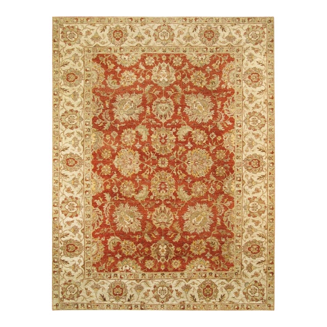 Pasargad Home Agra Coral Wool Area Rug- 7' 9" X 10' 1" For Sale