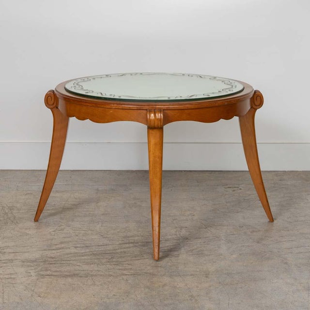 1940s 1940s French Mirrored and Beech Cocktail Table For Sale - Image 5 of 12
