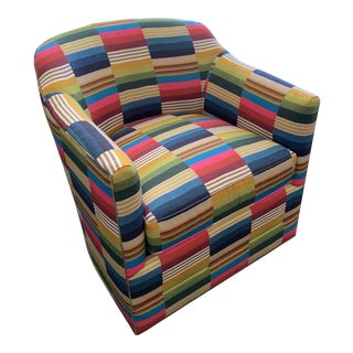 St. Frank Fabric Swivel Club Chair For Sale