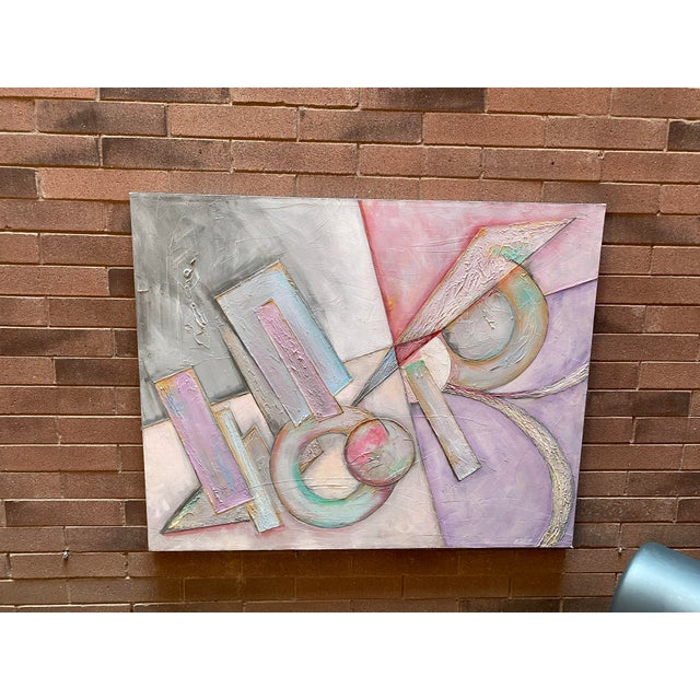 Postmodern 1980s Postmodern Abstract Monumental Painting – Memphis Milano-Inspired, Signed For Sale - Image 3 of 10