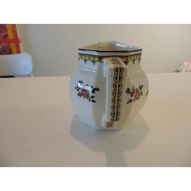 1980s Petite Pink & Green Vintage Floral Ceramic Milk Jug For Sale - Image 5 of 5