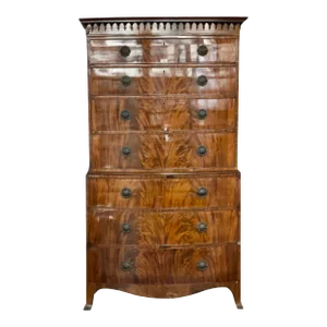 Late George III Mahogany Bowfront Chest on Chest