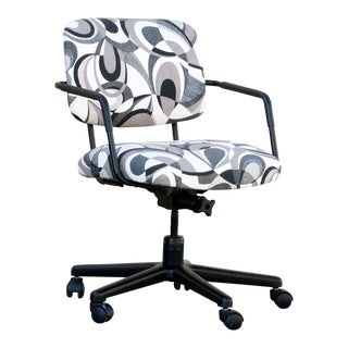 Retro Steel Office Chair With Abstract Fabric For Sale