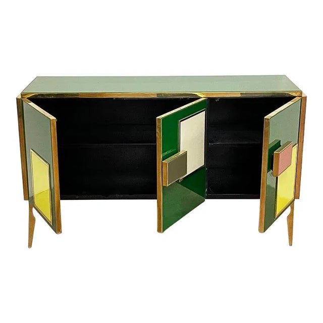 Green Sideboard with Three Glass Doors For Sale - Image 8 of 9