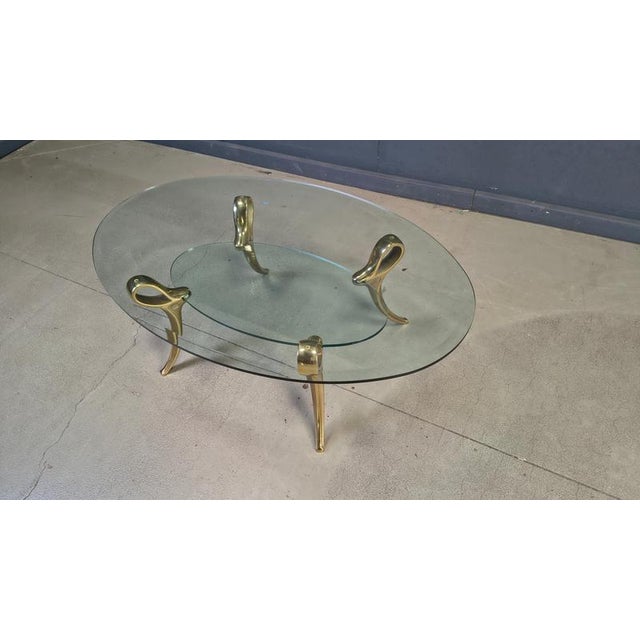 Brass and Glass Coffee Table, 1970s For Sale - Image 12 of 13