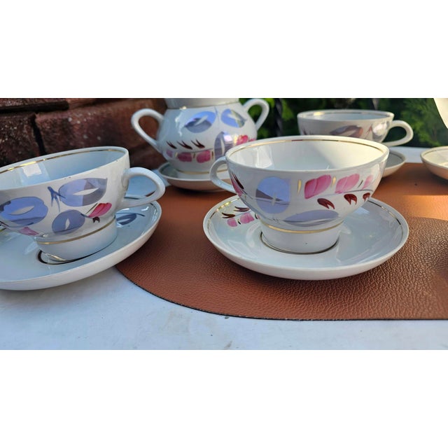 Vintage Porcelain Coffee Set from Riga Porcelain Factory, 1960s, Set of 10 For Sale - Image 3 of 9