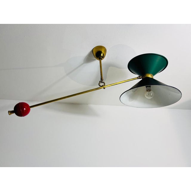 Brass Counterweight Ceiling Lamp by Pierre Guariche, 1950s For Sale - Image 6 of 17