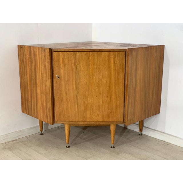 Brown Mid-Century Corner Cupboard For Sale - Image 8 of 8
