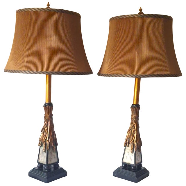 Vintage Sheaf of Wheat Lamps With Shades - a Pair For Sale - Image 11 of 11
