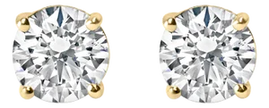 14K Yellow Gold 1.0 Cttw Round Brilliant Cut Lab Grown White Diamond 4-Prong Classic Solitaire Stud Earrings (G-H Color, VS1-VS2 Clarity)