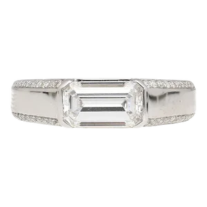GIA Certified 1.33 Carat Emerald Cut D/VVS2 Diamond East West Band Ring