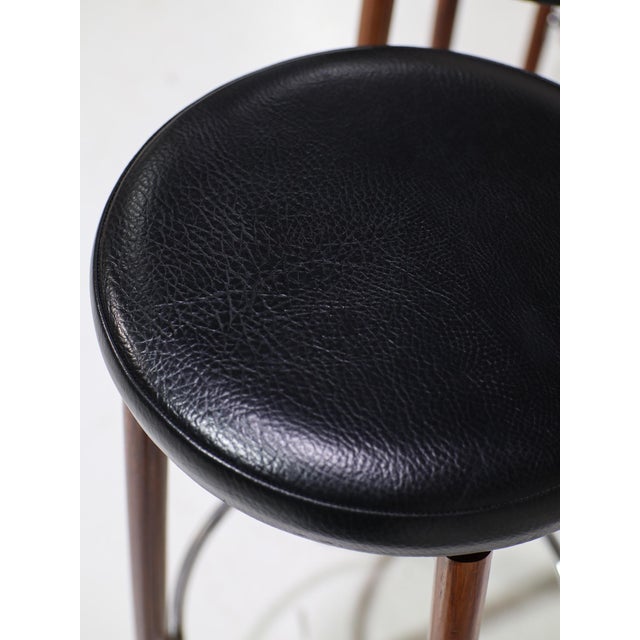 Metal Vintage Danish Barstools in Rosewood and Chrome by Hugo Frandsen for Spøttrup, 1960s, Set of 5 For Sale - Image 7 of 10