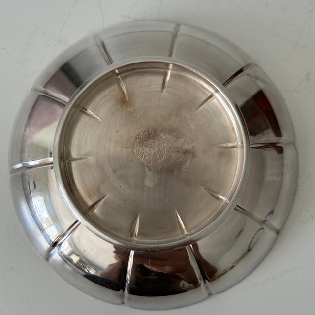 Mid 20th Century Vintage English Chester Silver-Plated Scalloped Petal Serving Bowl For Sale - Image 5 of 5