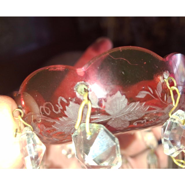 Pink C1800 British George III Ormolu/ Cut Glass/ Pink Crystal 3 Candle Wall Sconce For Sale - Image 8 of 18