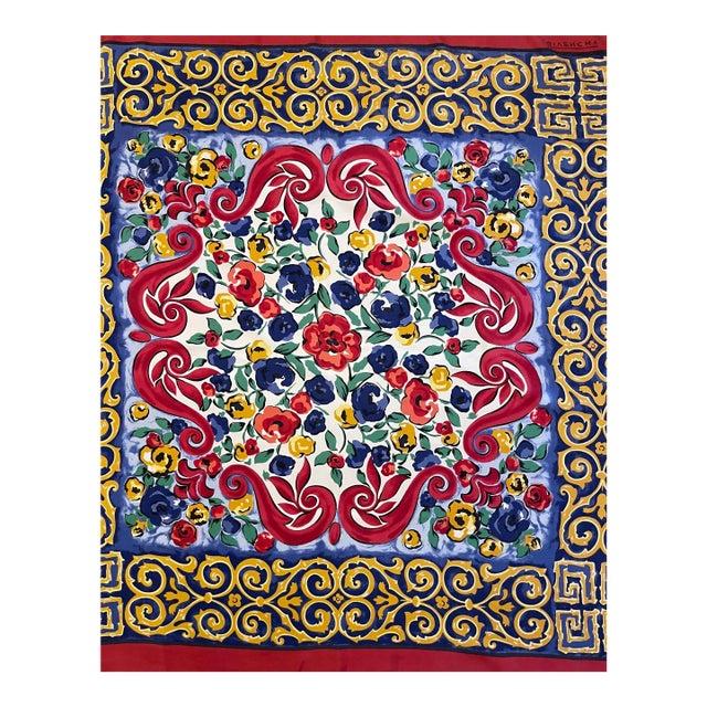 Givenchy Silk Scarf “Red And Flower” For Sale
