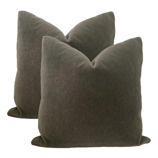 Genuine Mohair Pillows, Antique Pewter 18" - a Pair For Sale