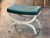 1950s Curule Stool With Teal Leather Seat For Sale - Image 6 of 8