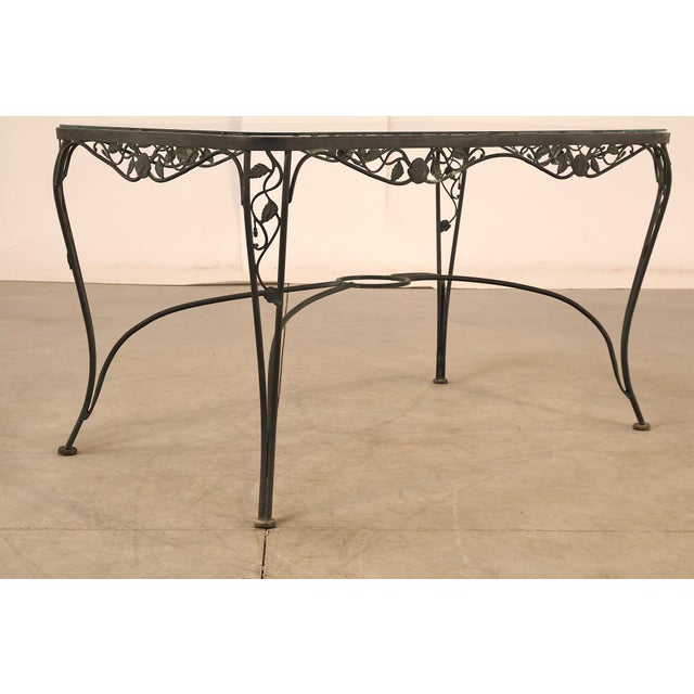 Vintage Glass Top Wrought Iron Patio Table For Sale - Image 4 of 18