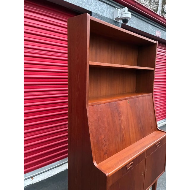 Wood Vintage Mid Century Danish Modern Teak Bookcase/Secretary Desk by Hp Hansen For Sale - Image 7 of 12