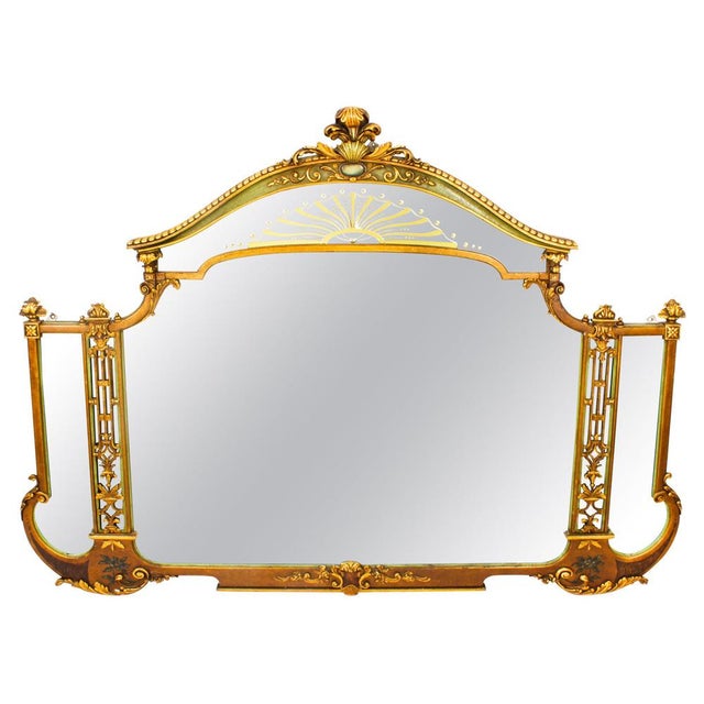Large Antique English Art Deco Overmantel Mirror, 1920s For Sale - Image 16 of 16