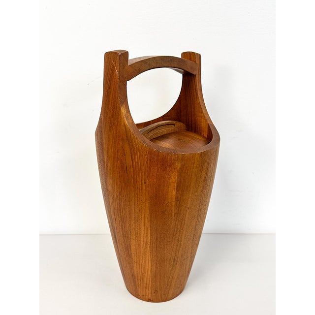 Brown Mid 20th Century Mid-Century Modern Rare Jen Quistgaard for Dansk Teak Ice Bucket Brazilia Inspired Vintage For Sale - Image 8 of 11