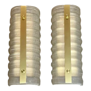 Pair of Murano Ribbed Wall Sconces