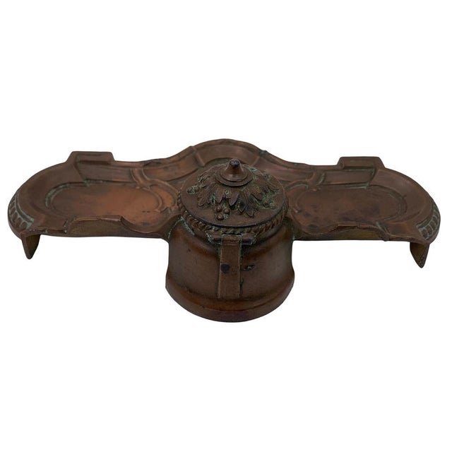 Art Nouveau French Bronze Desk Tidy with Inkwell, 1910s For Sale - Image 3 of 18