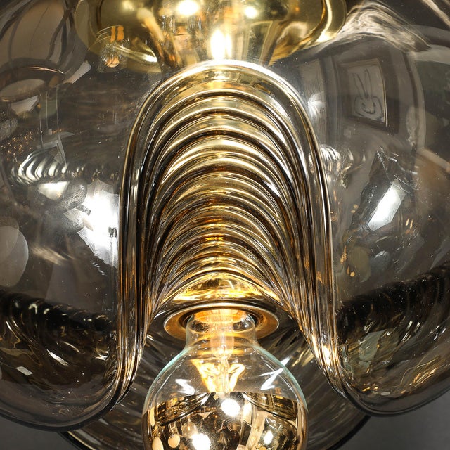 Peill & Putzler Mid-Century Smoked Glass Undulating Pendant Chandelier by Peill & Putzler For Sale - Image 4 of 14