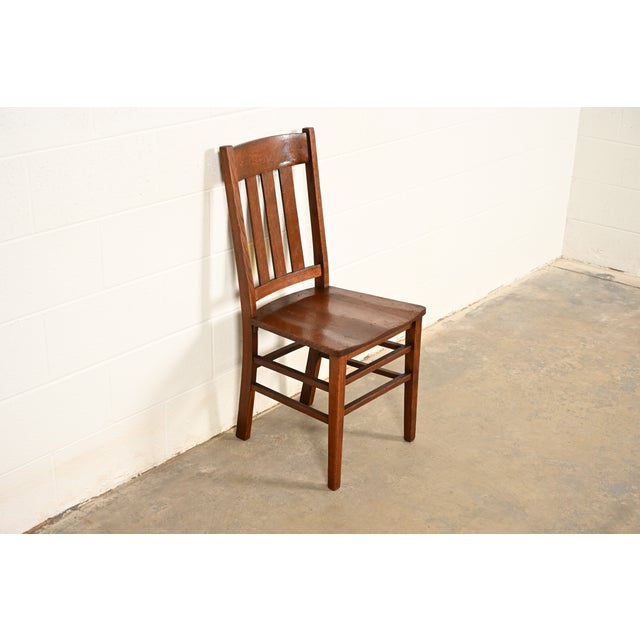 Early 20th Century Limbert Style Antique Mission Oak Arts & Crafts Side Chair or Dining Chair, Circa 1910 For Sale - Image 5 of 15