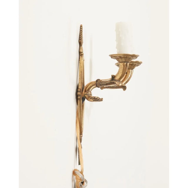 French 19th Century Double Arm Empire Brass Sconce For Sale - Image 4 of 6
