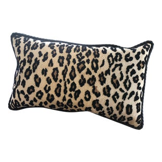 Schumacher Safari Down Pillow With Leather Trim For Sale
