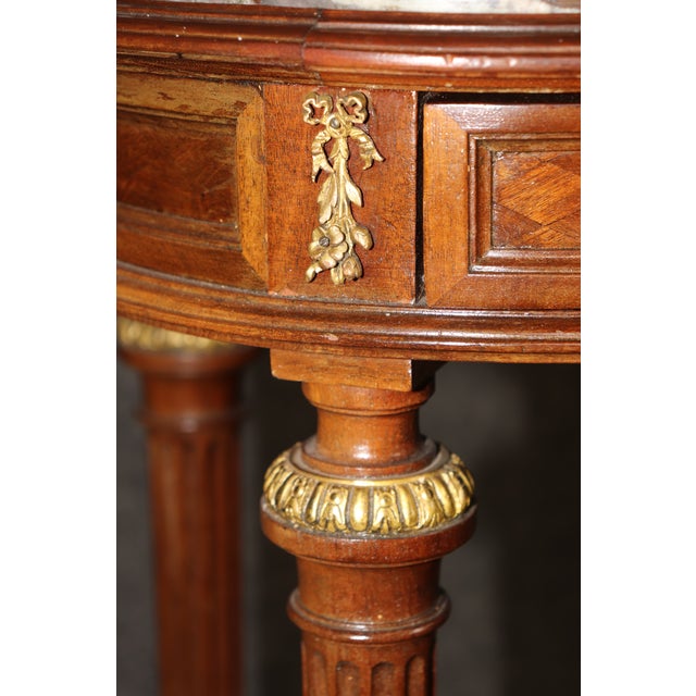 Pair of Early 20th C. French Louis XVI Bronze Mounted Marble Top Nightstands For Sale - Image 15 of 15