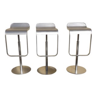Adjustable Height & Swivel La Palma Italian Metal Modern Bar Stools - Set of 3 For Sale