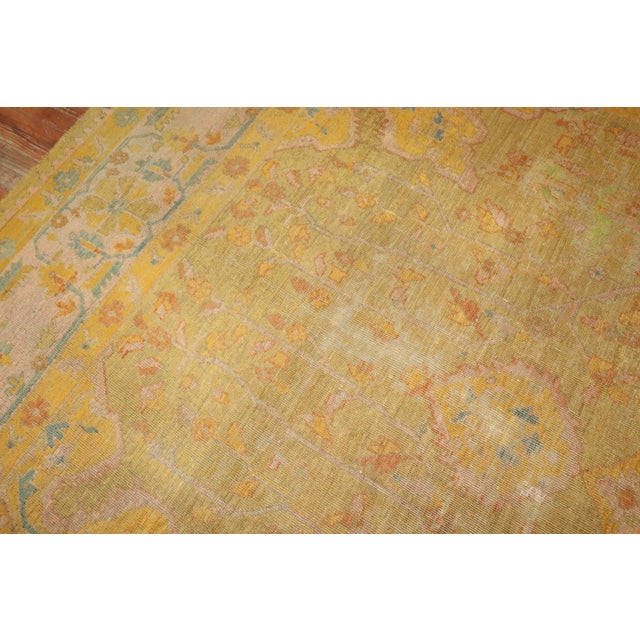 19th Century Distressed Colorful Antique Zabihi Collection Turkish Oushak Rug For Sale - Image 4 of 12