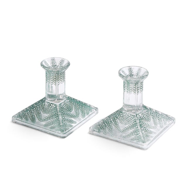Art Deco René Lalique Fougeres Glass Candleholder - Pair For Sale - Image 3 of 8