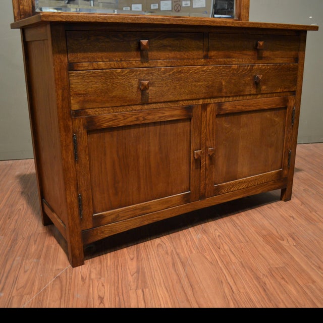 Mission Buffet Cabinet With Mirror - Dark - 50" For Sale - Image 4 of 6