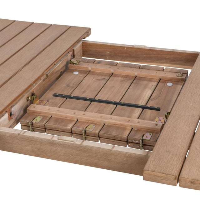 Outdoor Contemporary Slatted Acacia Extendable Dining Table For Sale - Image 4 of 8