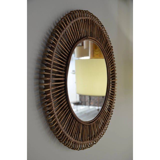 Contemporary Oculus' Round Rattan Mirrors - A Pair For Sale - Image 3 of 6