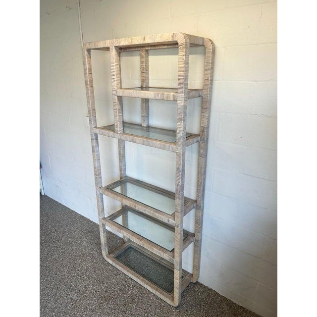 Mid-Century Modern Palm Beach Whitewashed Rattan Etagere For Sale - Image 3 of 18