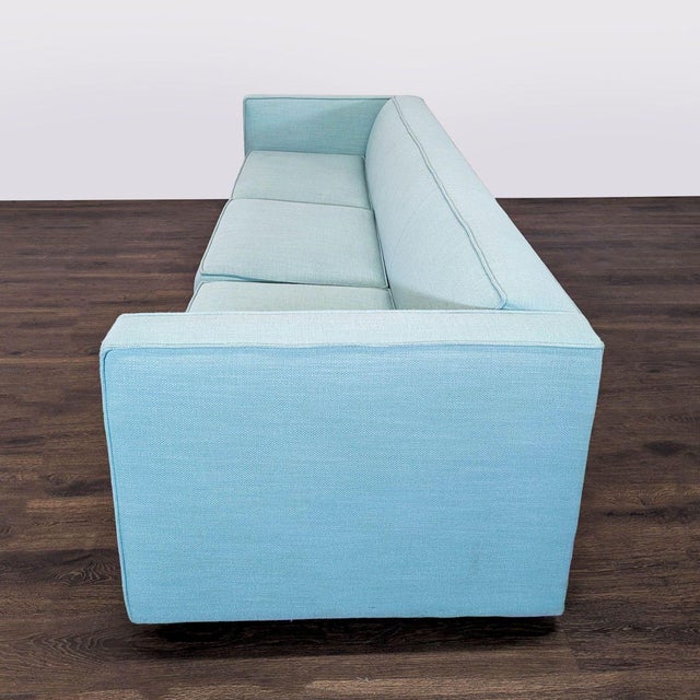 Modern Cb2 Club 101” Modern 3-Seat Light Blue Sofa For Sale - Image 3 of 7