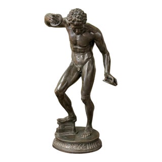 19th Century Grand Tour Neo Classical Bronze of Dancing Faun with Cymbals For Sale