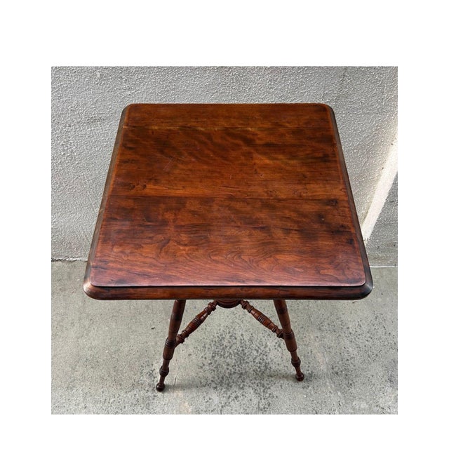 Antique Spool-Turned Oak Side Table For Sale - Image 10 of 11