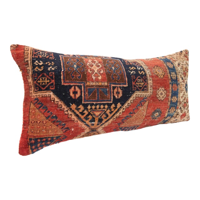 Handwoven Antique Tribal Malatya Kurdish Rug Pillow -16'' X 34'' For Sale