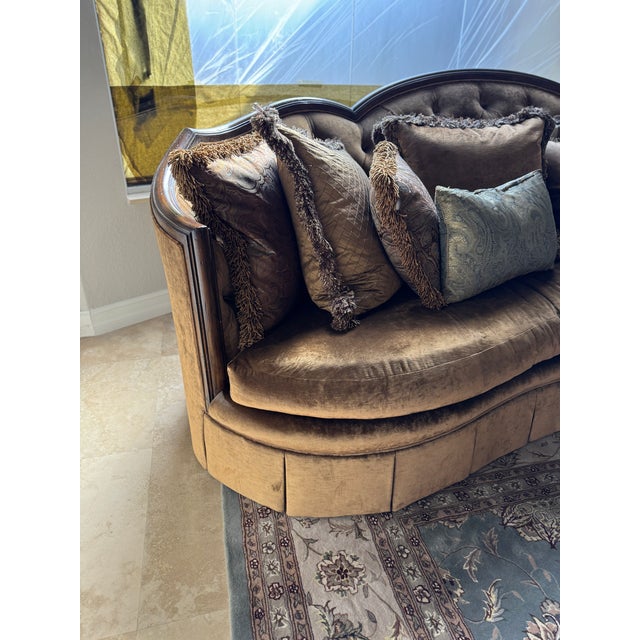 Marge Carson Natalia Sofa With Pillows Included in a Rich Mustard Gold