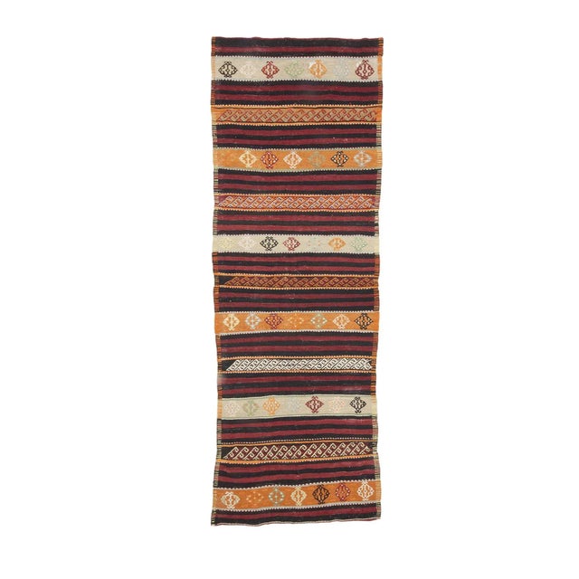 Textile Vintage Embroidered Kilim Runner Rug For Sale - Image 7 of 7